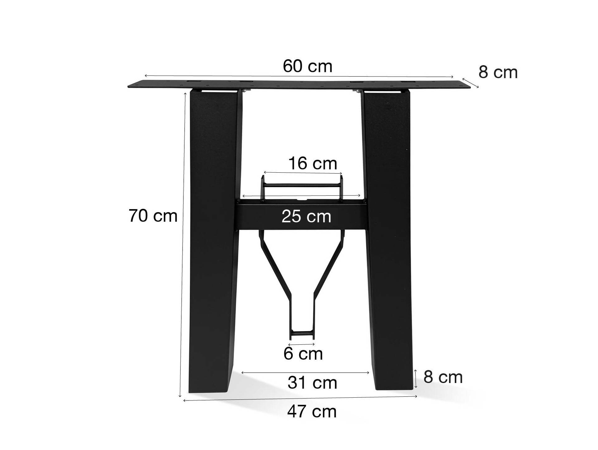 Klappbares Tischgestell/Biertischgestell für DIY Gartentisch, Material Metall, Schwarz matt lackiert 60 cm | nicht höhenverstellbar