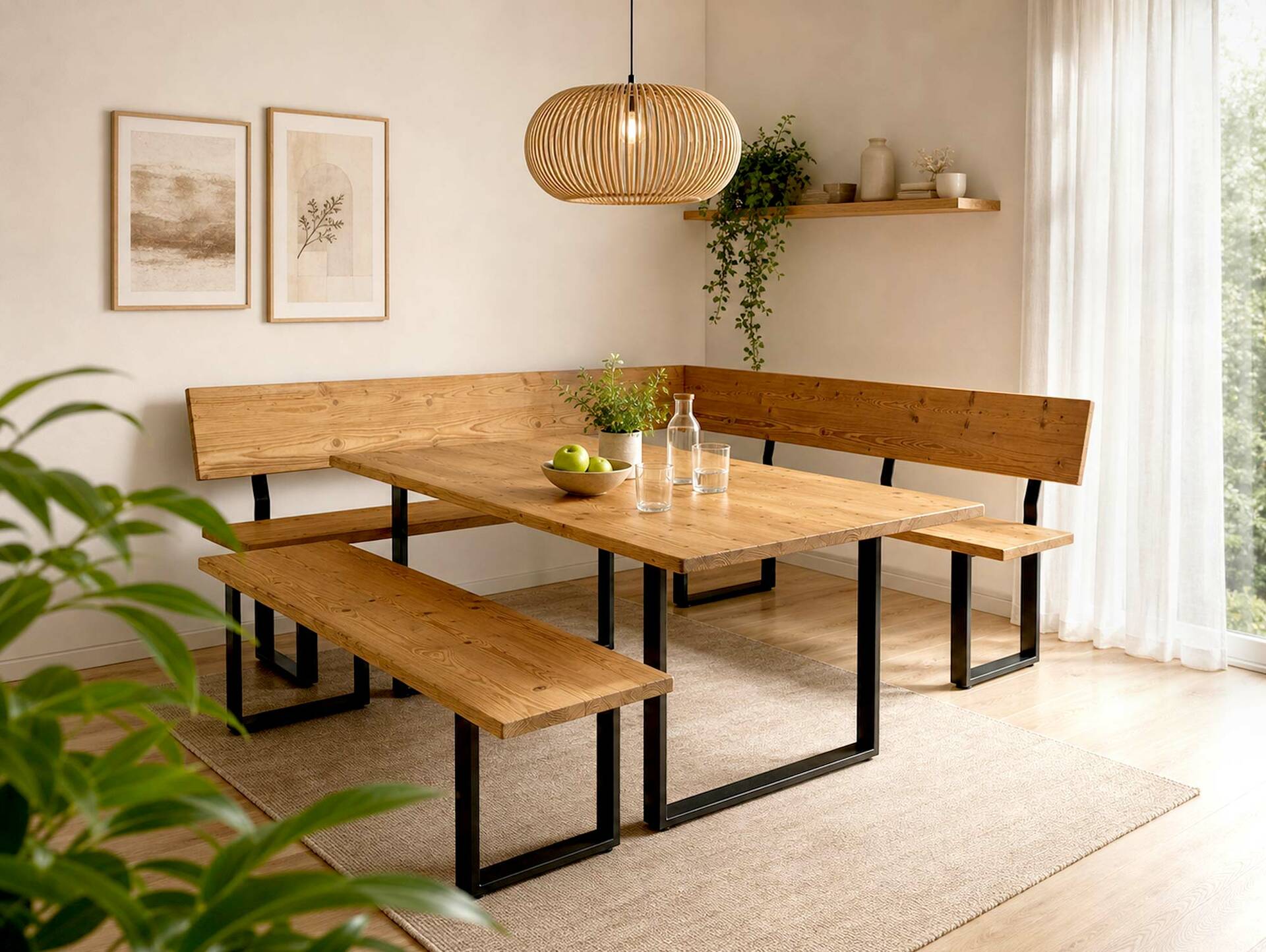 CURBY Sitzbank, rustikale Altholzoptik, Material Massivholz, Fichte gebürstet 140 cm | natur | ohne Rückenlehne | ohne Sitzkissen