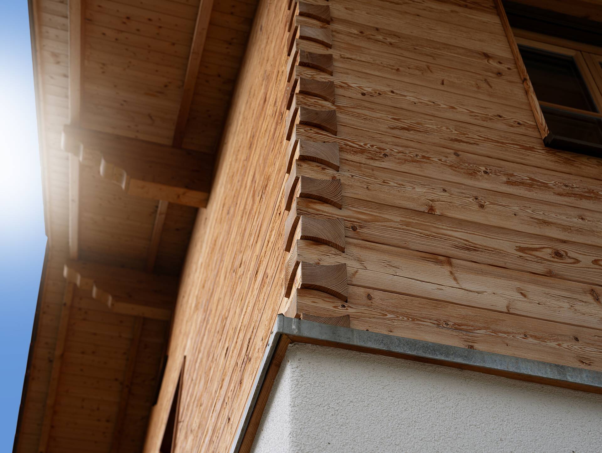 KLINGSCHROT Blockwandschalung/Nut- und Federbrett/Schalungsbrett, Material Massivholz, gehackt/gebürstet Lärche natur | 2.5 Meter