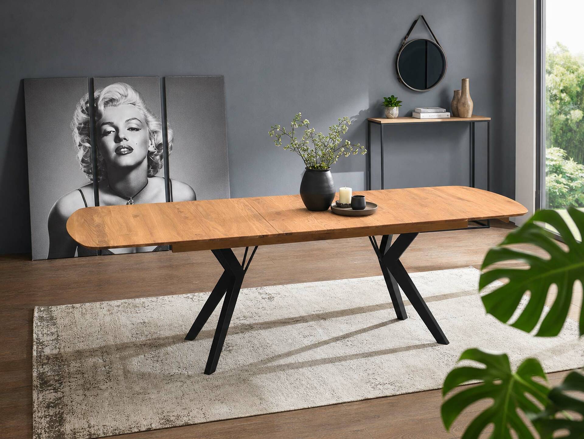ELISSA XL  Esstisch / Ausziehtisch, Material Massivholz, Eiche geölt, in 2 Größen erhältlich 180/230 x 90 cm
