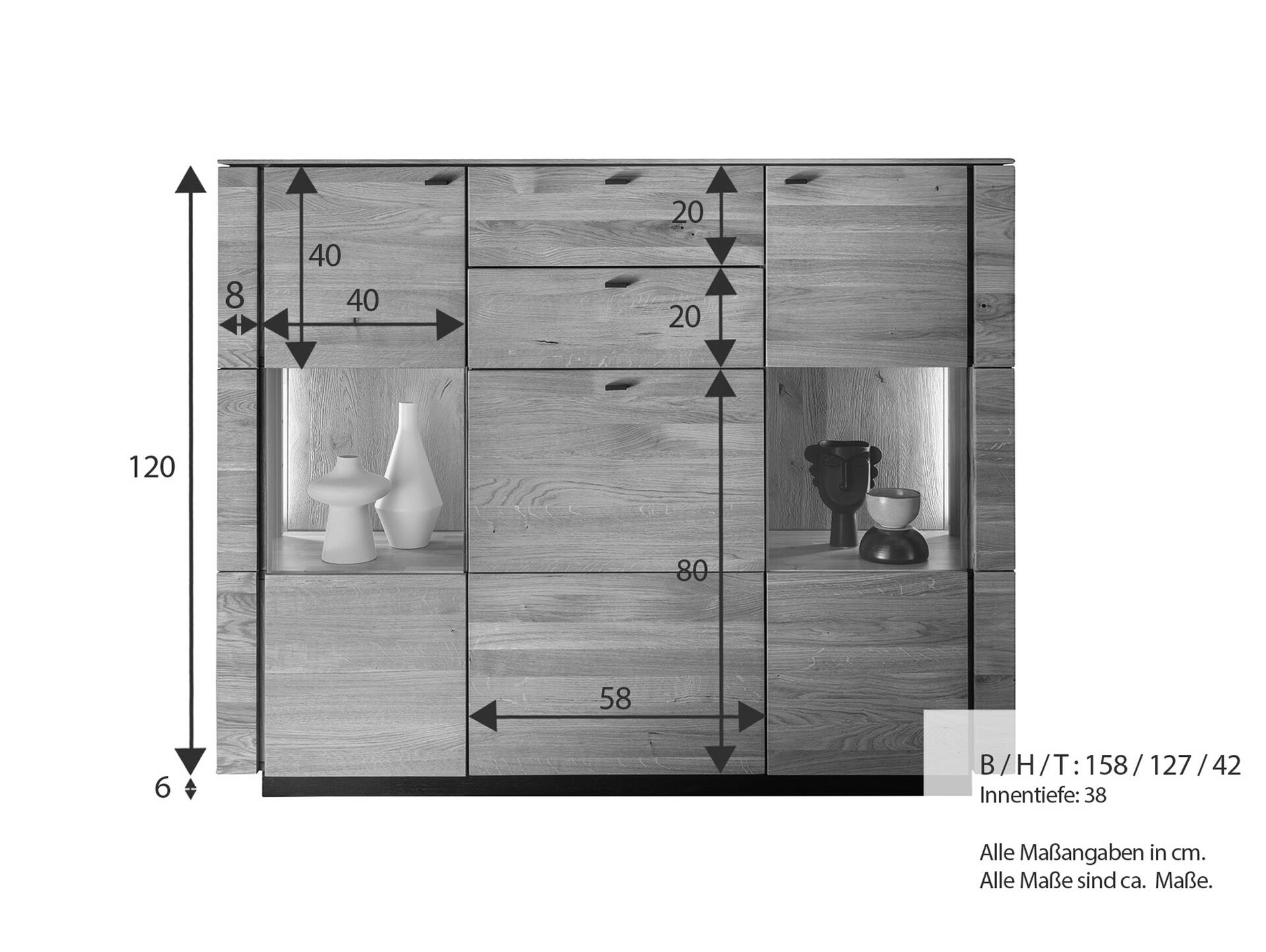 NATANO Highboard II, Material Massivholz, Wildeiche geölt 