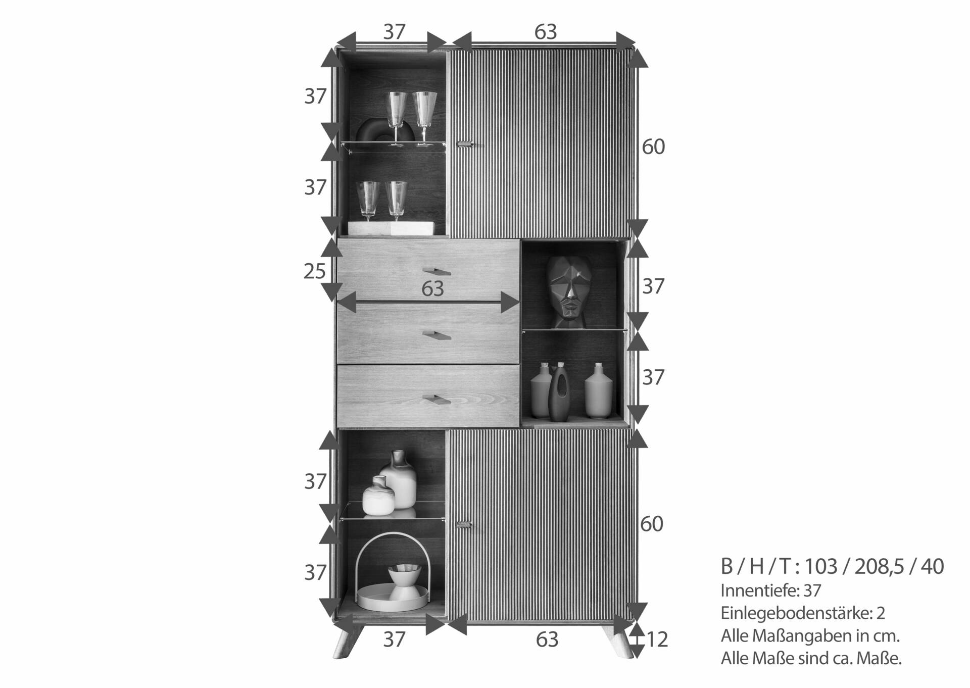 JAKARTA Vitrine II, Material Massivholz, Kernbuche Tabak geölt 