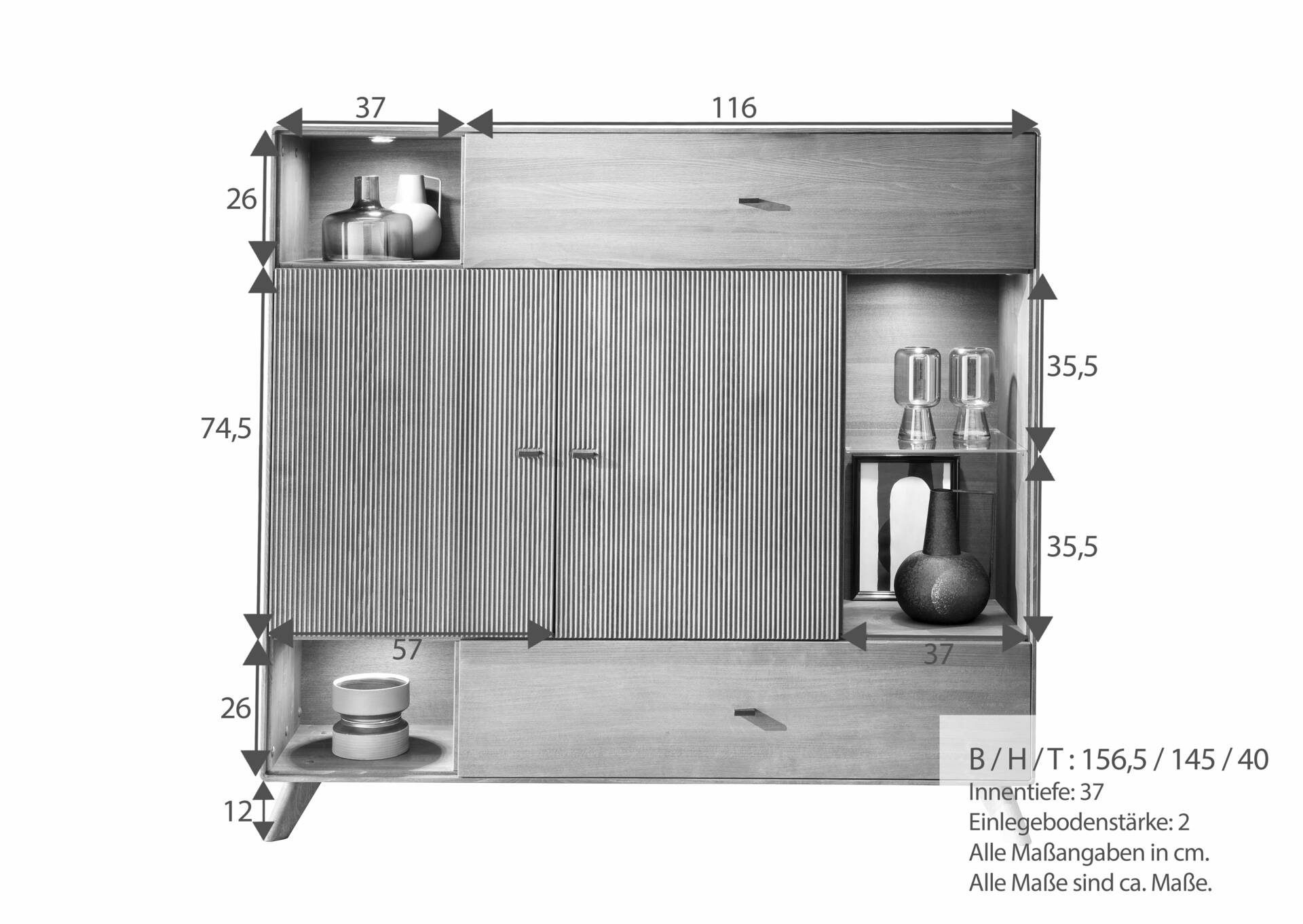 JAKARTA Highboard II, Material Massivholz, Kernbuche Tabak geölt 