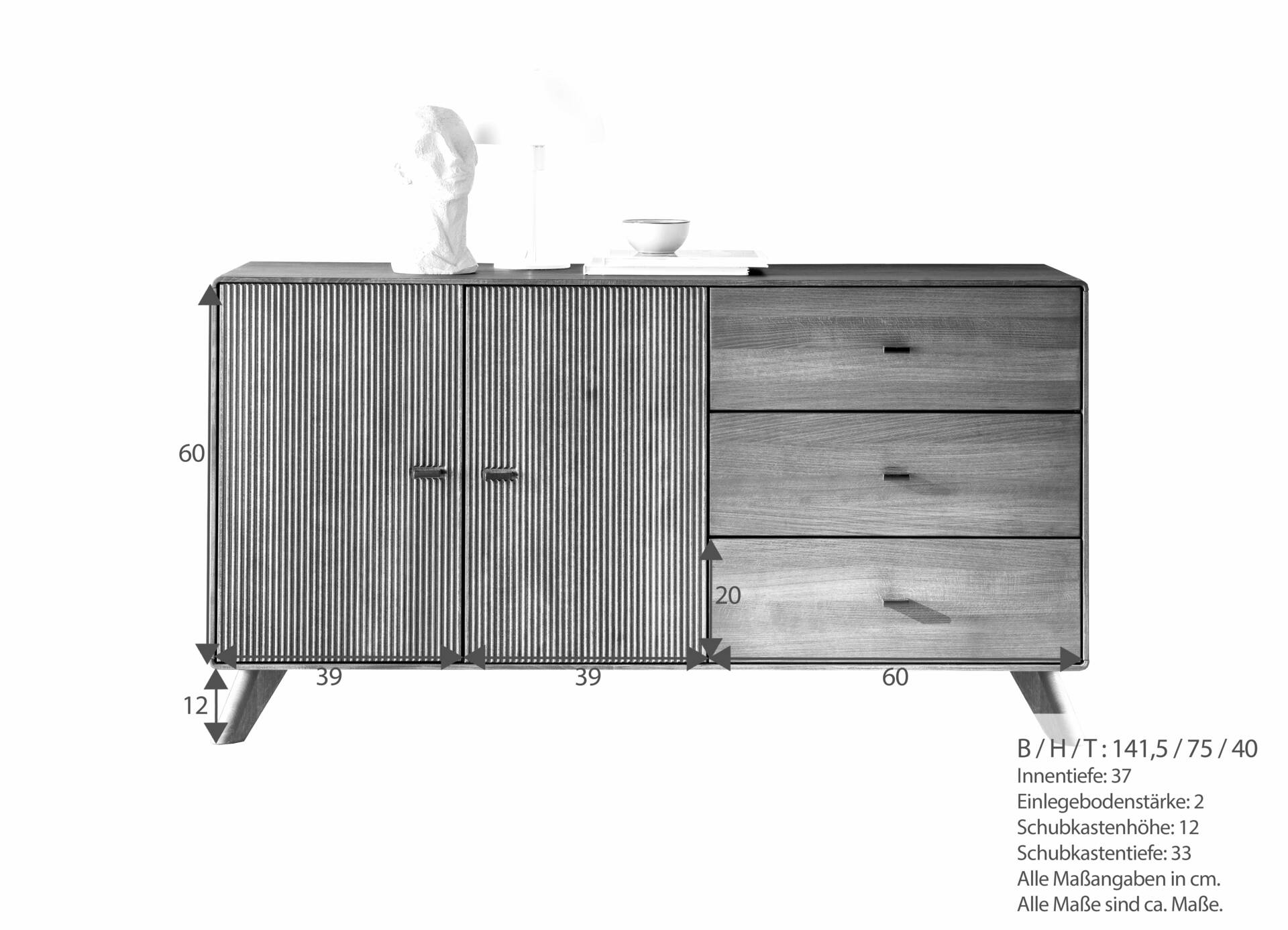 JAKARTA Sideboard I, Material Massivholz, Kernbuche Tabak geölt 
