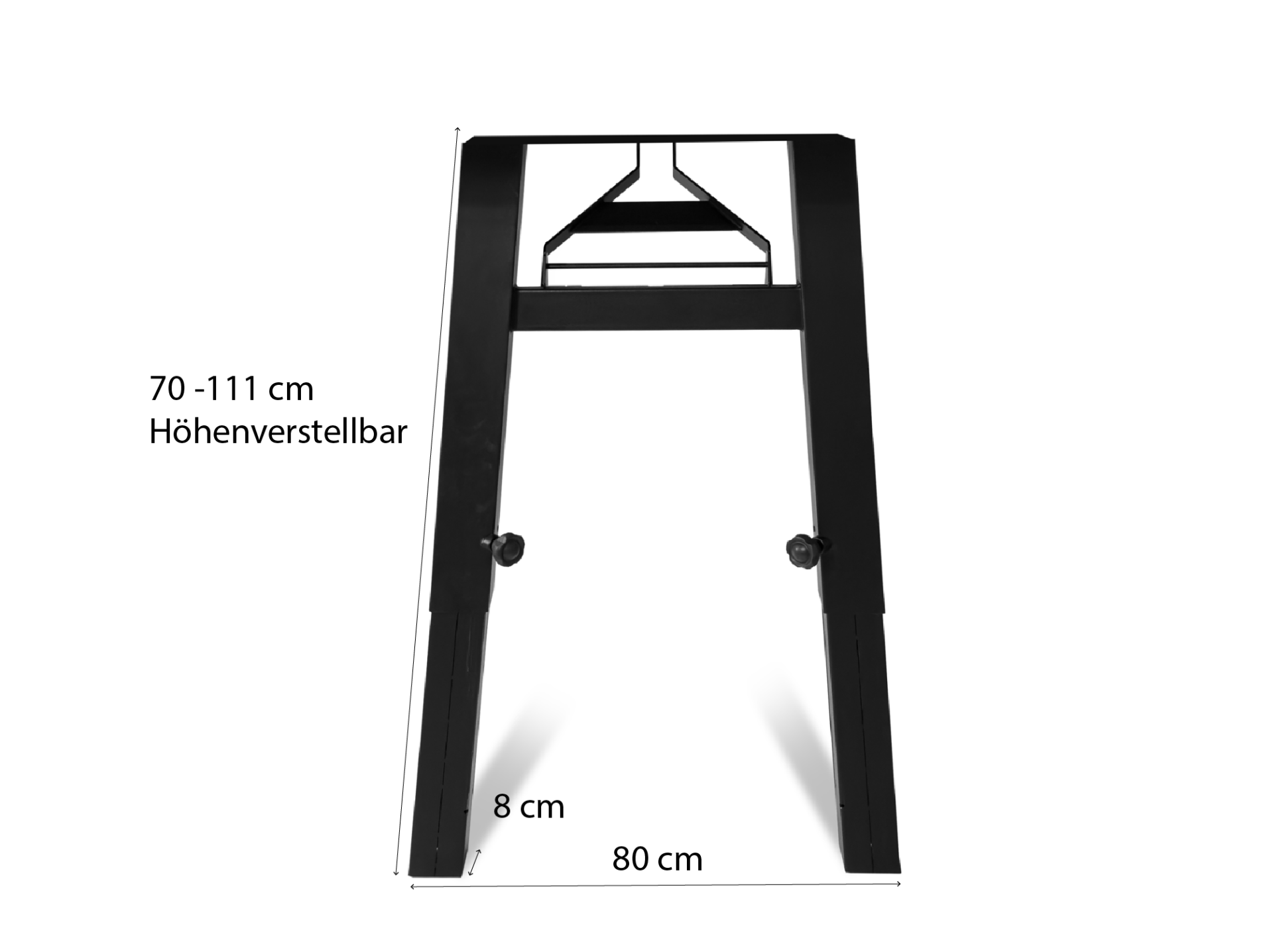 Klappbares Tischgestell/Biertischgestell für DIY Gartentisch, Material Metall, Schwarz matt lackiert 80 cm | höhenverstellbar