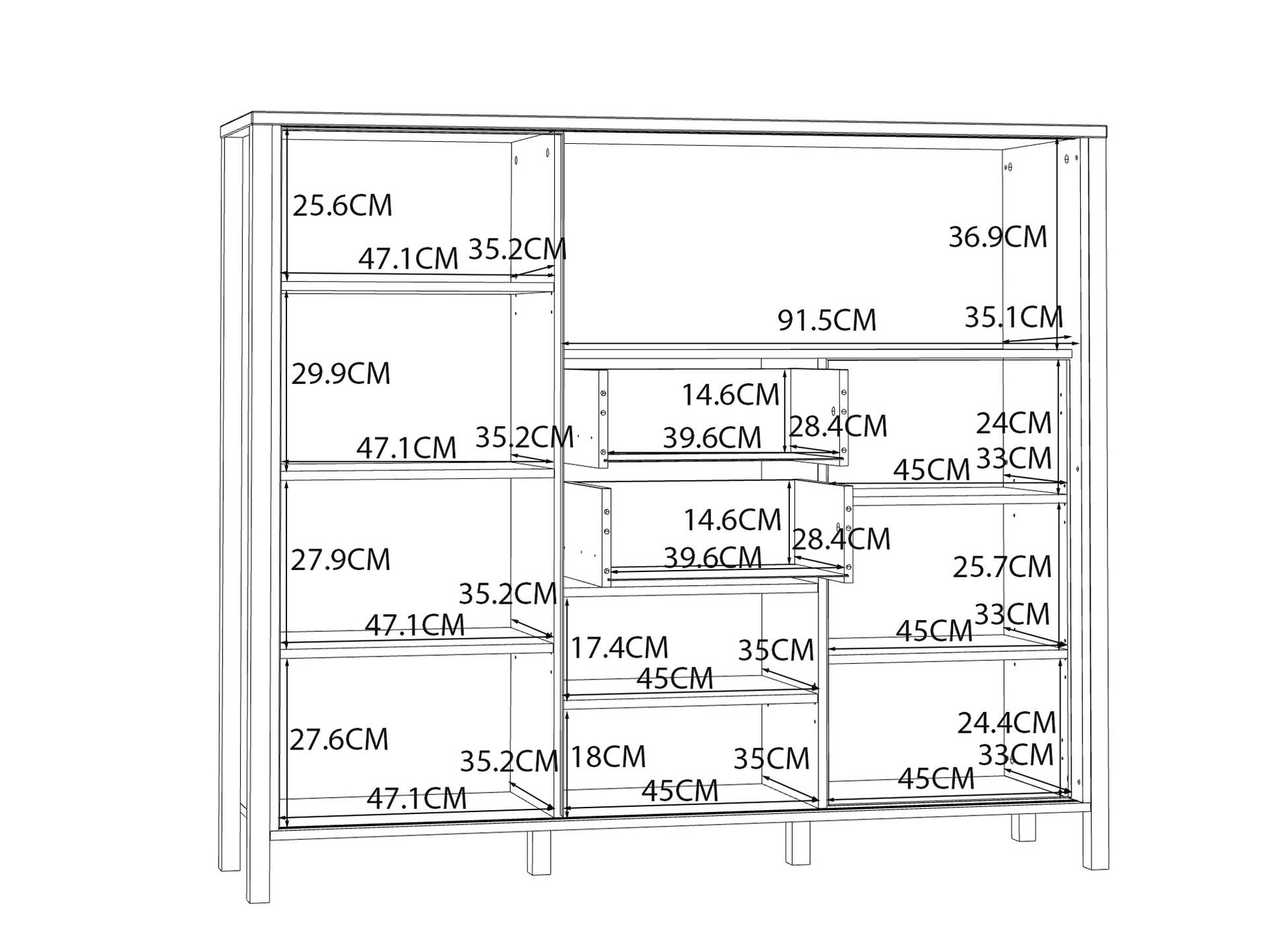 JACCO Highboard II, Material Spanplatte, Mauvella Eiche Nachbildung/schwarz 