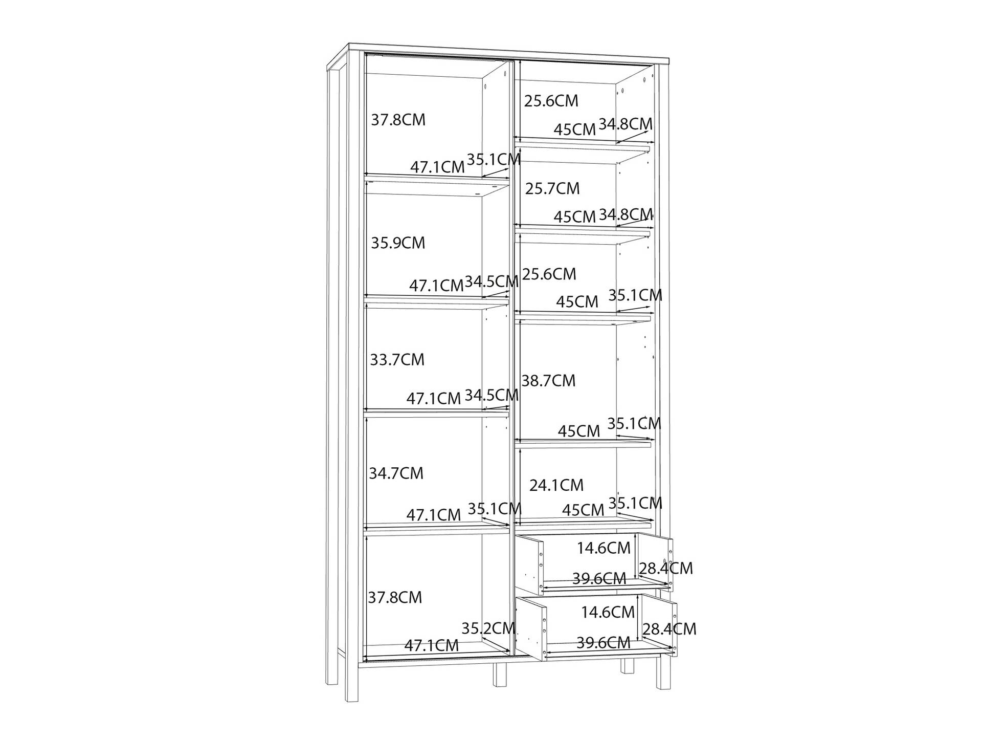 JACCO Highboard III, Material Spanplatte, Mauvella Eiche Nachbildung/schwarz 