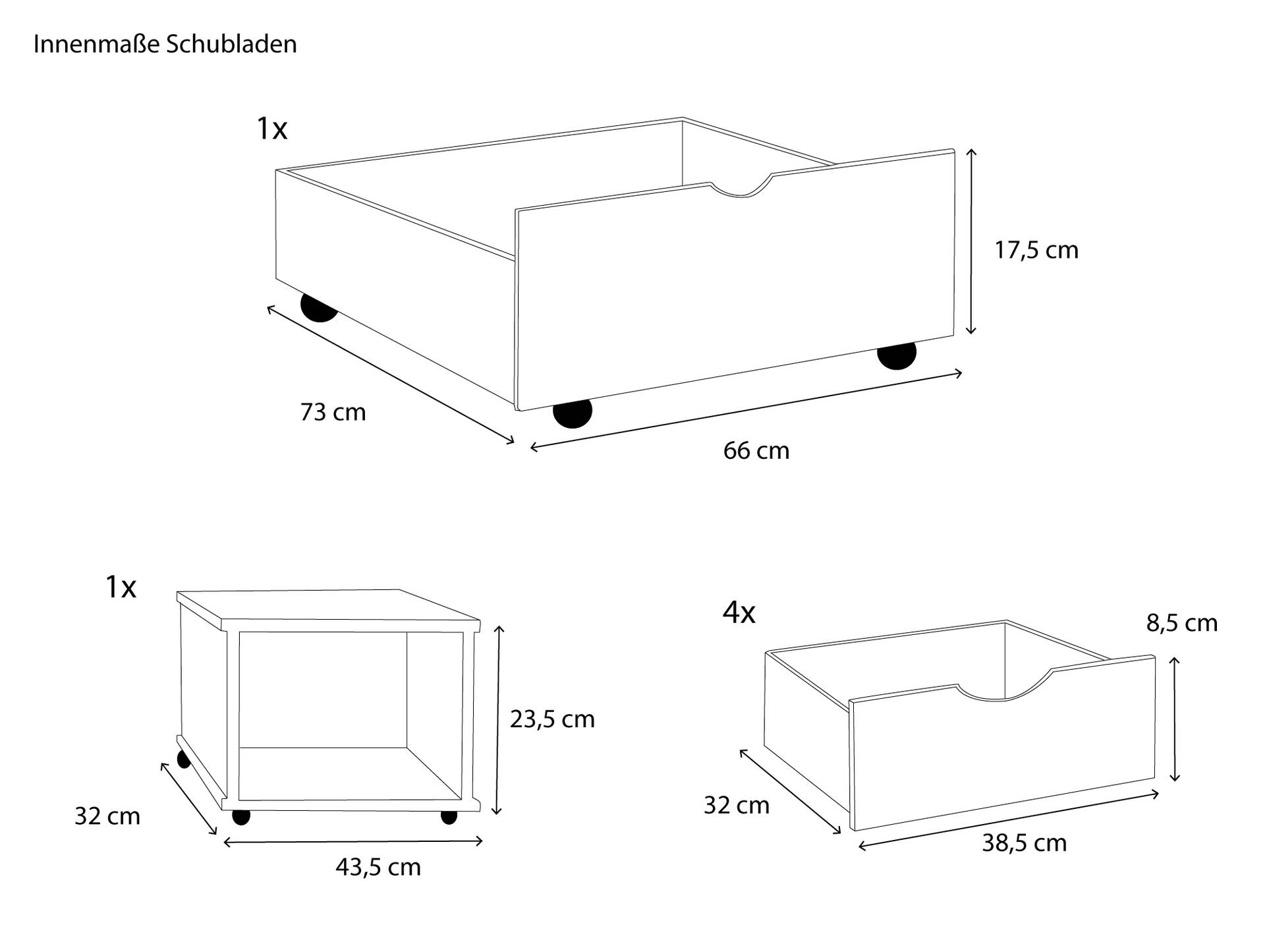 EMMO Schubladenbett, Material Massivholz, Kiefer Kiefer white washed