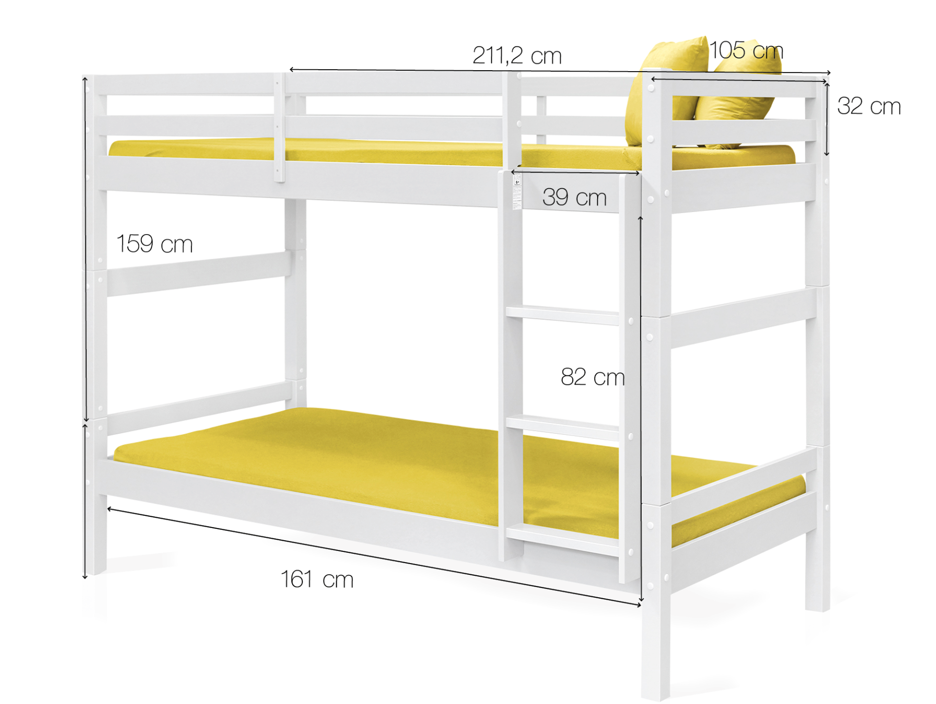 GYPSI Etagenbett, Material Massivholz, Kiefer massiv grau