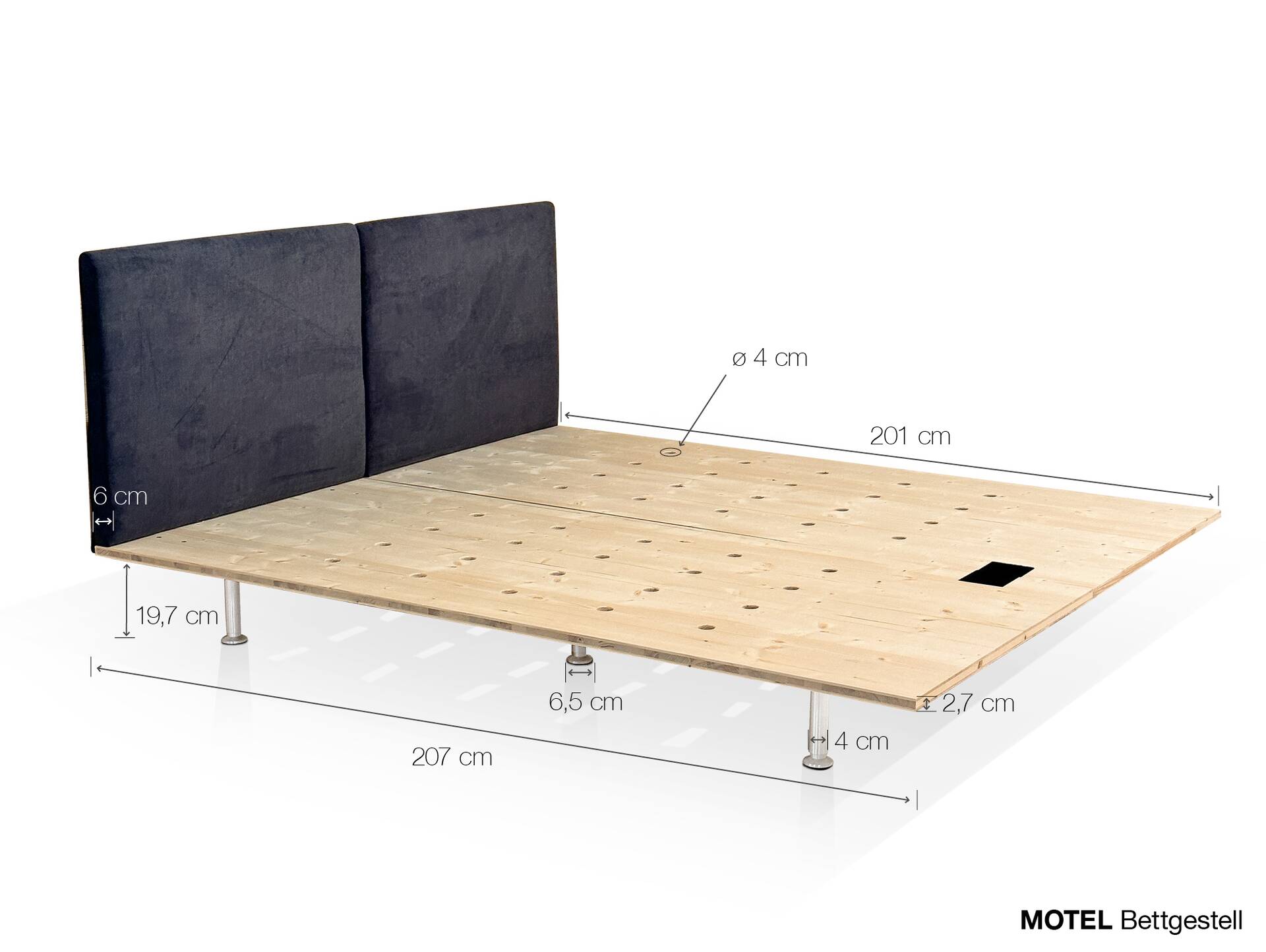 MOTEL Bettgestell für Hotels/Objekte 100x200 cm anthrazit 
