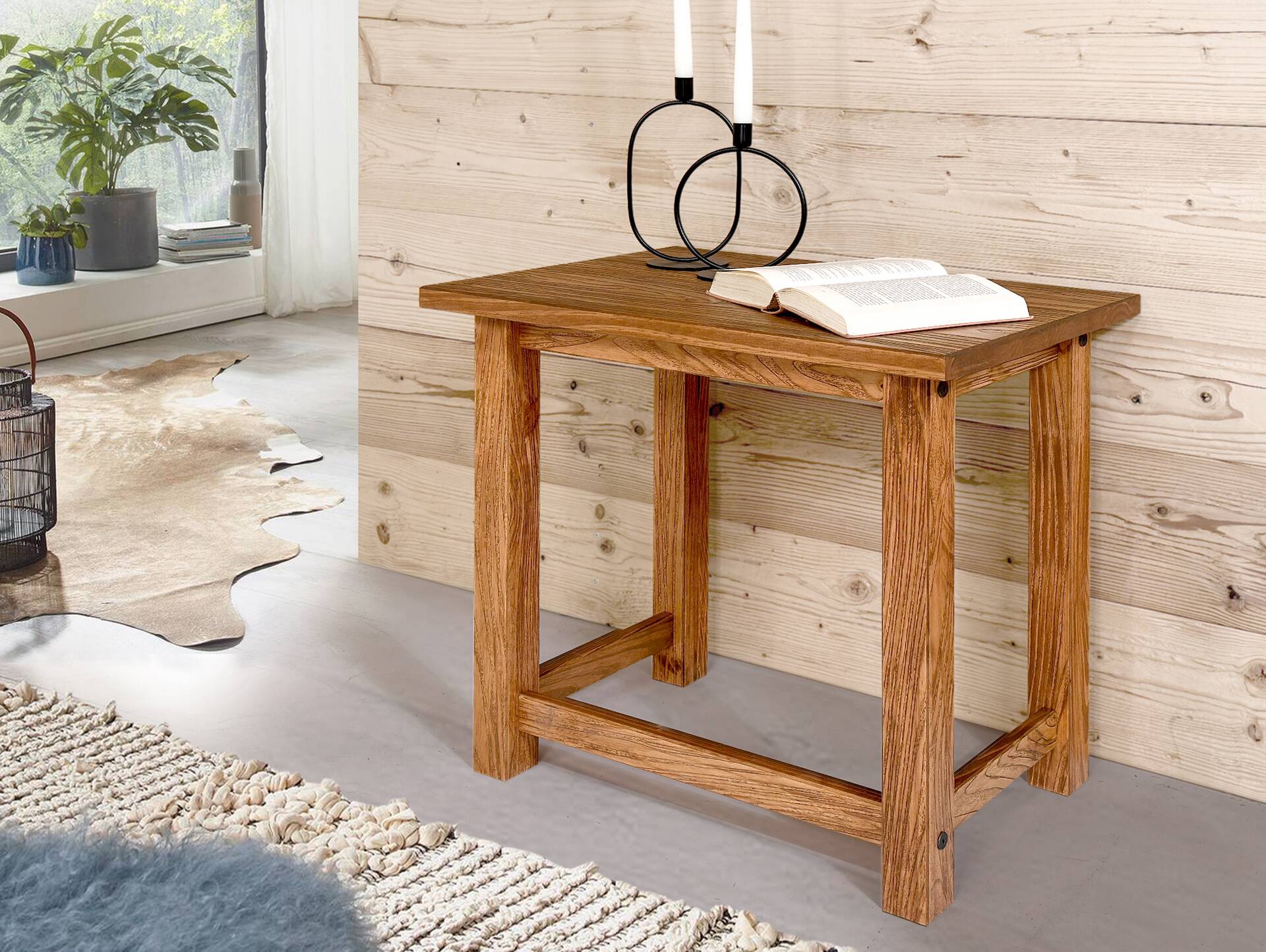 EVERGLADE 2er-Set Beistelltische, Material Massivholz, Kiefer eichefarbig 