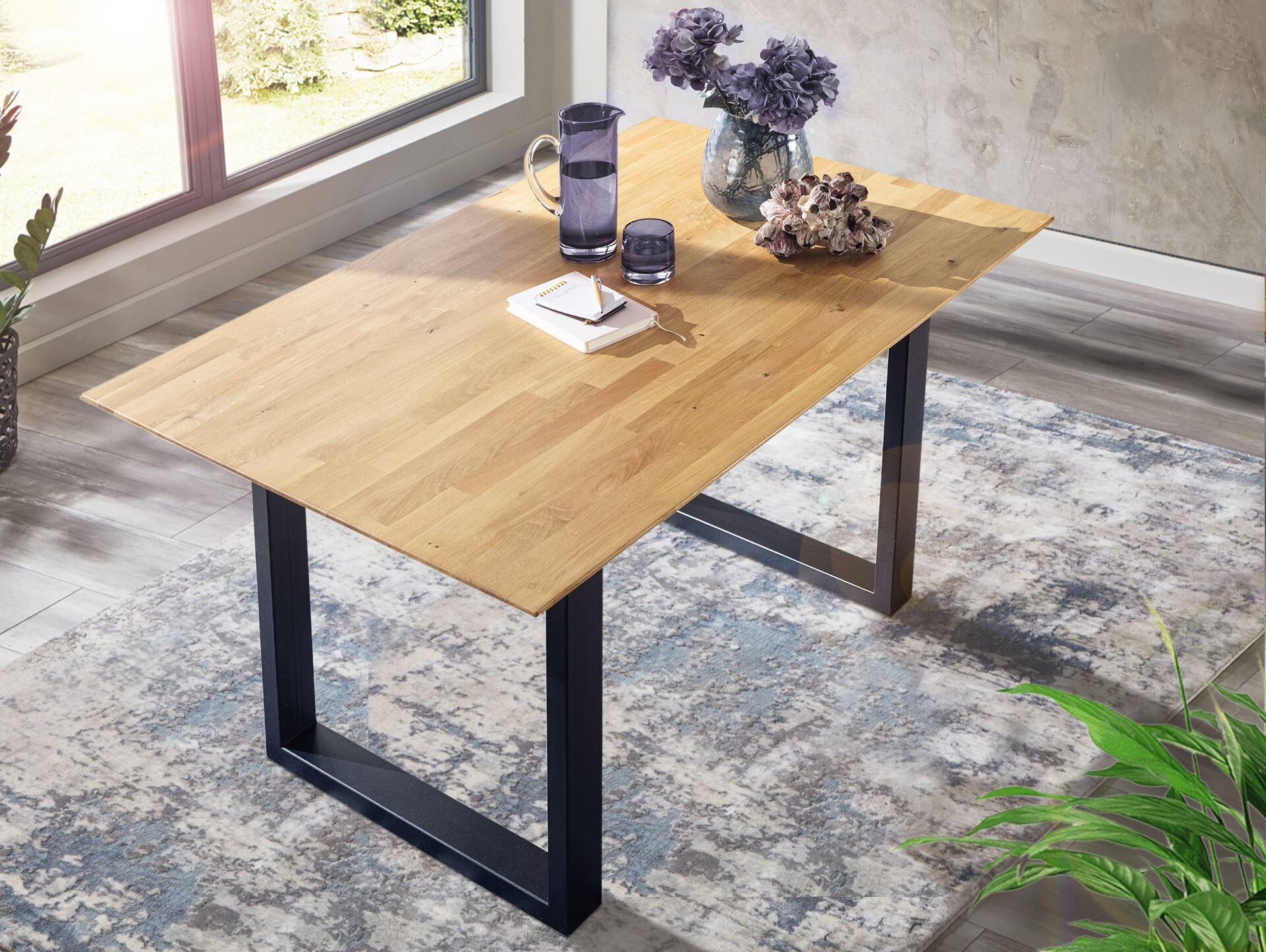 SONERO Esstisch / Ausziehtisch mit Kufenbeinen, Material Massivholz Kernbuche | 180/230x90 cm