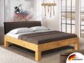 CURBY 4-Fuß-Bett mit Polsterkopfteil, Material Massivholz, rustikale Altholzoptik, Fichte