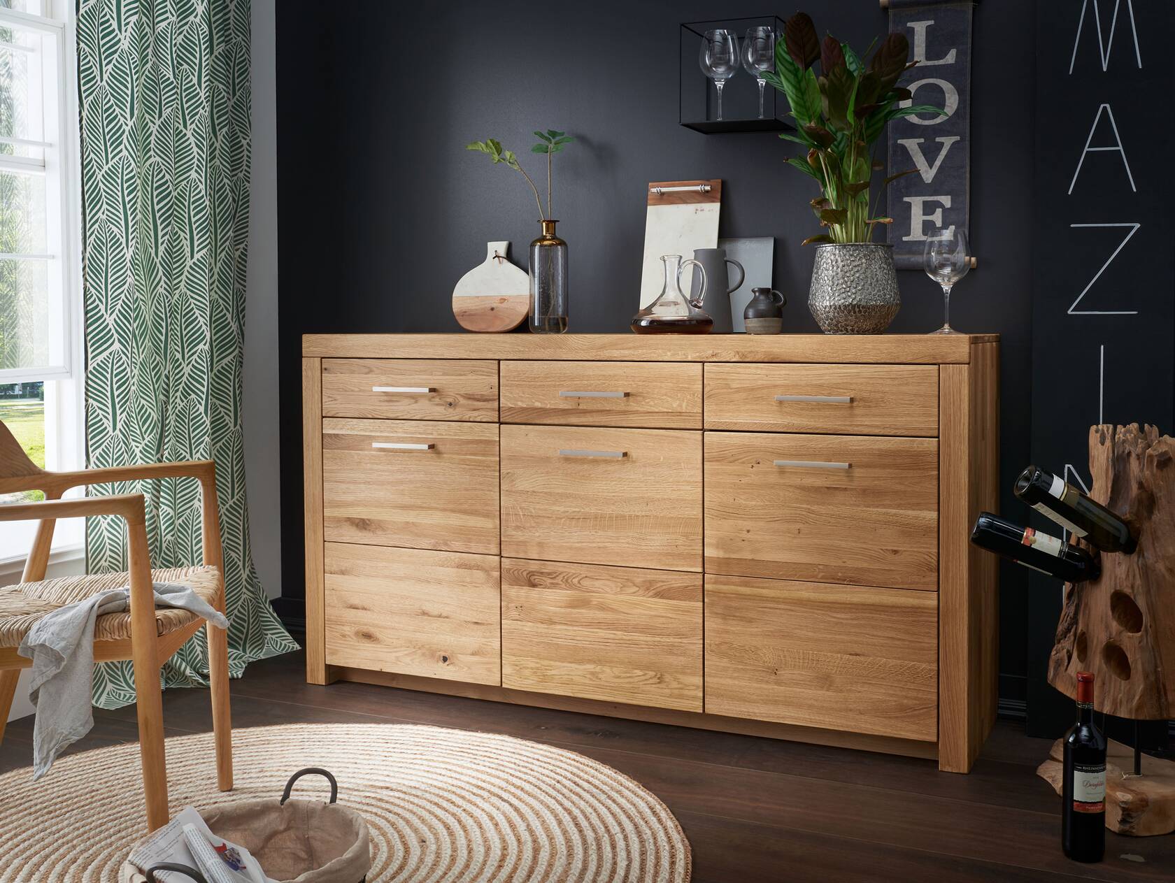 KAMILLA Sideboard II, Material Massivholz, Wildeiche geölt