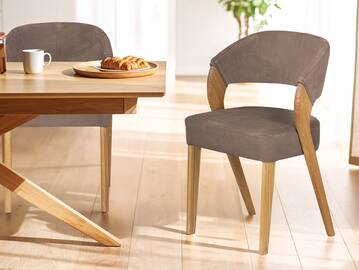 ALONA Polsterstuhl, Material Massivholz/Bezug Kunstleder Eiche | nougat