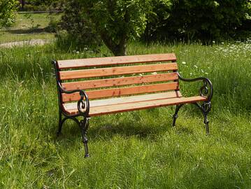 GODENA Gartenbank, Material Massivholz Lärche, Metallgestell schwarz 150 cm