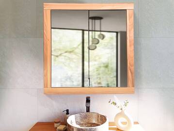 OZEANA Spiegelschrank fürs Badezimmer, Material teilmassiv Buche