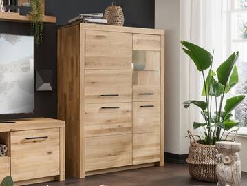 KAMILLA Highboard I, Material Massivholz, Wildeiche geölt 
