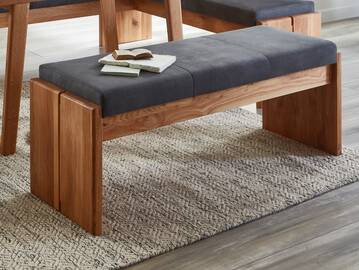 SIRION Sitzbank/Truhenbank aus Eiche, Material Massivholz/Bezug Mikrofaser 