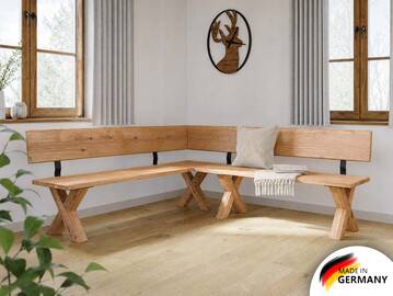 TIROL Eckbank nach Maß, Eiche-Altholz, Material Massivholz/X-Fuß Holz 