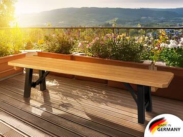 AMMERSEE Gartenbank - klappbar, rustikale Altholzoptik, Material Massivholz/Metall, Thermo-Fichte 