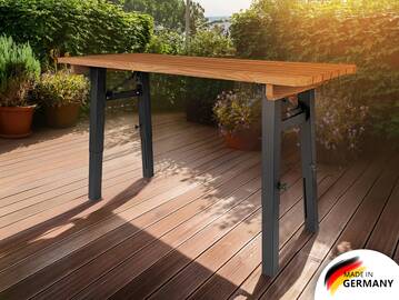 Ammersee Gartentisch - höhenverstellbar, rustikale Altholzoptik, Material Massivholz/Metall, Thermo-Fichte 