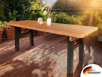 AMMERSEE Gartentisch - klappbar, rustikale Altholzoptik, Material Massivholz/Metall, Thermo-Fichte