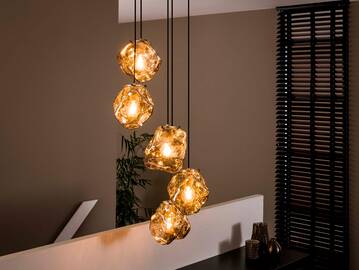 GITANO Hängelampe, 5-flammig, Material Glas, Grau