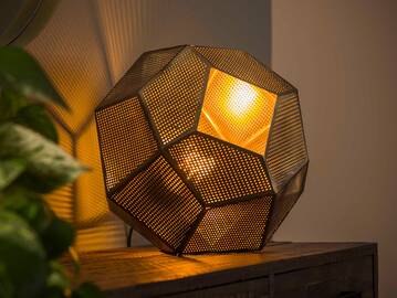 SHILO Tischlampe, Hexagon, Metall Kupferfarbig