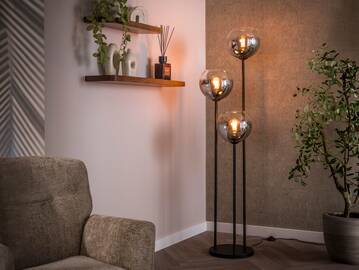 ELEA Stehlampe, 2-flammig, Material Metall, Schwarz