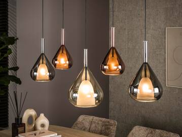 HELIN Pendelleuchte, 5-flammig, Material Glas, 3-farbig