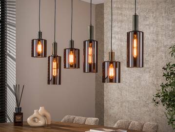 ARAS Hängelampe, 6-flammig, Material Metall/Glas, braun