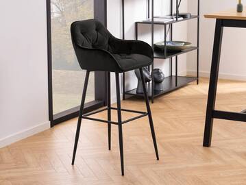 BALCO Barhocker, Samtoptik, Metall schwarz 