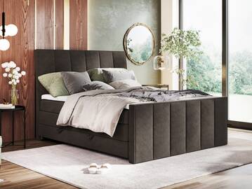 VALERIUS Boxspringbett mit Bettkasten, 180x200 cm, Härtegrad 2/3, Bezug Stoff Anthrazit 