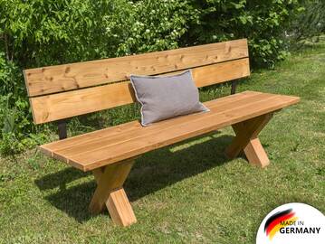 CANCUN Sitzbank / Gartenbank mit X-Beinen, Material Massivholz, Lärche natur 