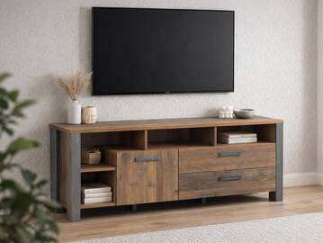 CASSIA TV-Unterteil, Material Dekorspanplatte, Old Wood Vintage/betonfarbig