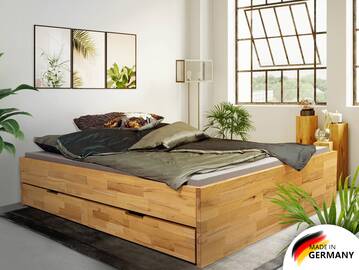 CHICO Stauraumbett ohne Kopfteil, Material Massivholz 
