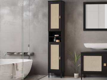 CINOY Regal II fürs Badezimmer, Material Massivholz, Kiefer lackiert schwarz