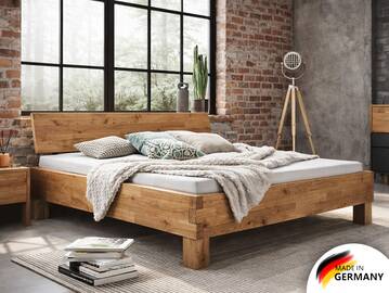 CORDINO 4-Fuß-Bett aus Eiche mit Kopfteil, Material Massivholz