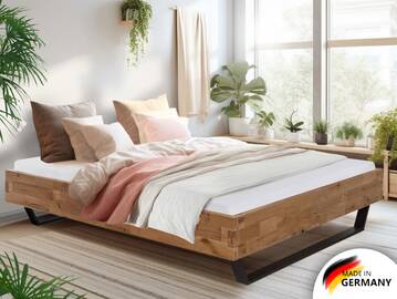 CORDINO Kufenbett aus Eiche, Material Massivholz, ohne Kopfteil
