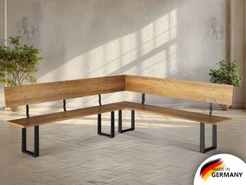 CURBY Eckbank, rustikale Altholzoptik, Material Massivholz, Fichte gebürstet 