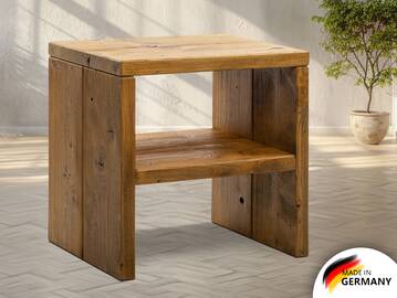 CURBY Nachtkommode, rustikale Altholzoptik, Material Massivholz, Fichte