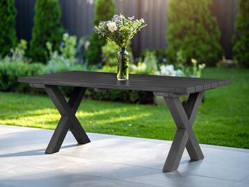 CANCUN PLUS Esstisch / Gartentisch, Material Massivholz, Lärche 200 x 100 cm | Grau