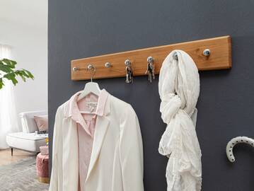 RICHY Garderobenleiste, Material Massivholz, Kiefer eichefarbig gebeizt 