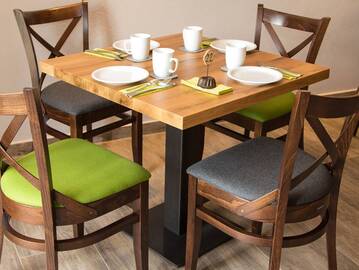 GASTRO Bistrotisch, Material Massivholz, Eiche lackiert