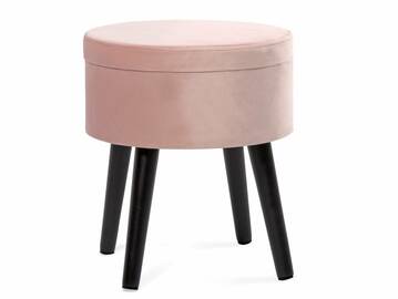 POUFO Hocker mit Stauraum, rund, Bezug Samt, Füsse schwarz
