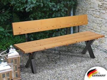 KENTUCKY Sitzbank / Gartenbank mit X-Beinen, Altholzoptik, Material Massivholz, THERMO-Fichte gebürstet/lasiert 