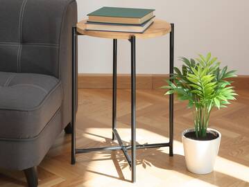 MIRON Beistelltisch, Material Massivholz/Metall, Eiche geölt