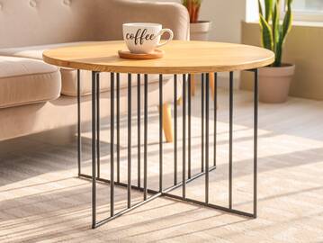 MALIA Couchtisch 75 cm, Material Massivholz/Metall, Eiche geölt