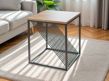 JORIS Beistelltisch 40x40x50 cm, Material Massivholz/Metall,  Eiche geölt 